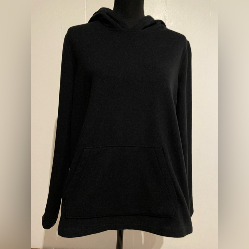 Lands' End Women's Black Hoody fleece sweatshirt
